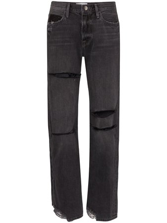 FRAME x Imaan straight-leg Ripped Jeans - Farfetch