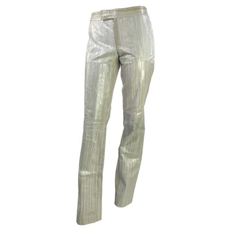 Early 2000s Gucci by Tom Ford Off White Eel Skin Leather Pants For Sale at 1stDibs