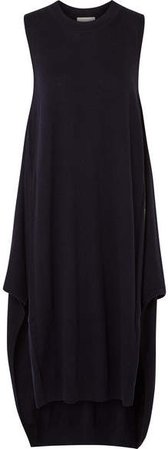 Wool And Cotton-blend Dress - Navy