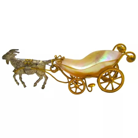 Unusual Antique Palais Royal Mother or Pearl Cart Pulled by a Fine : Grand Tour Antiques | Ruby Lane