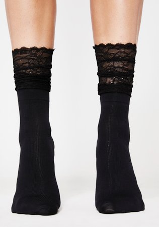 Black Lace Ribbed Socks | Dolls Kill