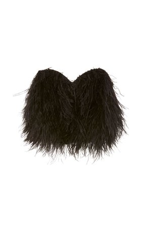 Michael Lo Sordo Ostrich Feather-Embellished Strapless Bodice