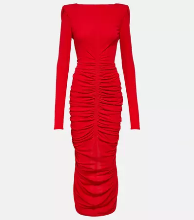 Ruched Crepe Midi Dress in Red - Givenchy | Mytheresa