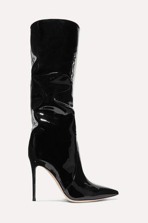 105 Patent-leather Knee Boots - Black