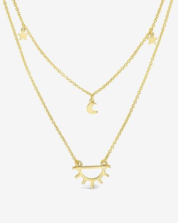 Sterling Forever Moon, Star, & Sun Layered Necklace