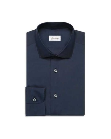 Lyst - Brioni Navy-blue Silk Shirt in Blue for Men