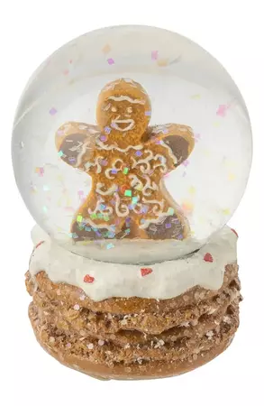 Silver Tree Gingerbread Man Snow Globe Glass Ornament | Nordstrom