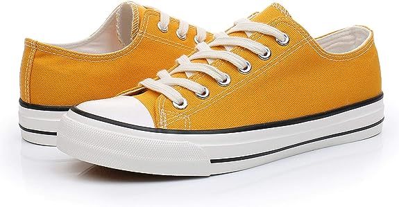 Amazon.com | Cull4U Women's NewRetro Low-Top Sneakers Shoes (7 M US,Yellow/White) | Fashion Sneakers