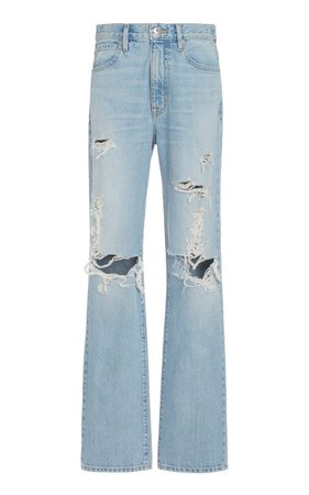 SLVRLAKE London Distressed Rigid High-Rise Straight-Leg Jeans