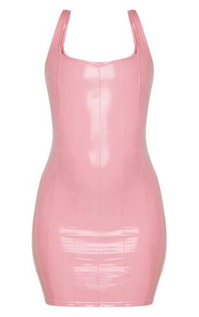 Rose Vinyl Stitch Detail Sleeveless Bodycon Dress | PrettyLittleThing