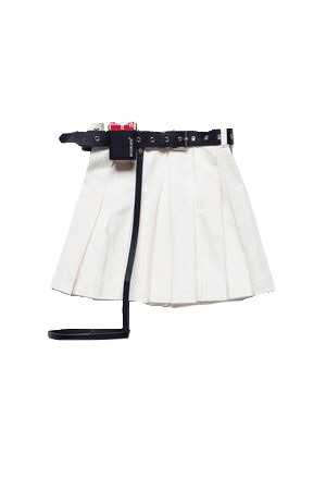 hyein seo pleated skirt with leather belt