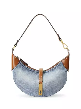 Shop Polo Ralph Lauren Mini Denim & Leather Shoulder Bag | Saks Fifth Avenue