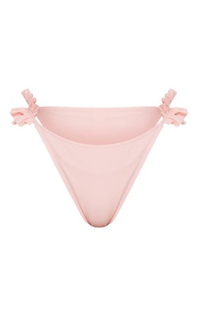 Baby Pink Frill Tanga High Waist Bikini Bottom | PrettyLittleThing