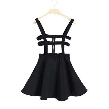 Black Caged Suspender Skirt