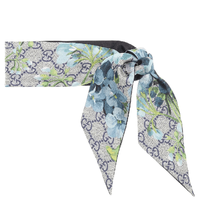 Gucci Gg Blooms Silk Scarf In Blue | ModeSens