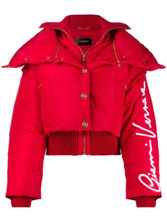 red puffer jacket Versace