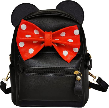 Amazon.com: Girls Women Cartoon Mouse Ear Polka-dot Sequin Bow Convertible Backpack Purse Crossbody Bag (Large, pink polka-dot bow) : Clothing, Shoes & Jewelry
