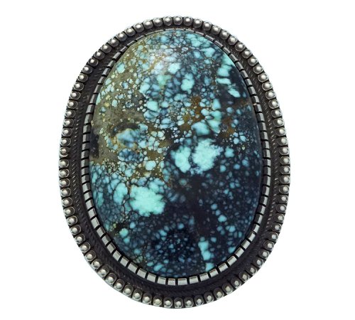 Calvin Martinez Navajo Handmade Sterling Silver Royal Web Turquoise Ring