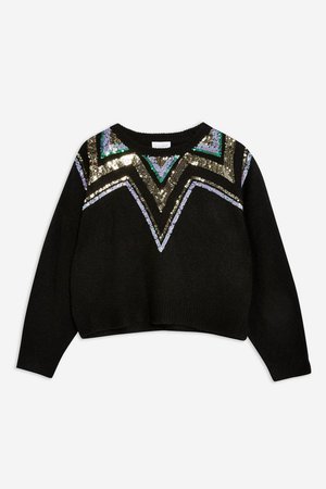 Sequin Yoke Fair Isle Jumper - Sweaters & Knits - Clothing - Topshop USA