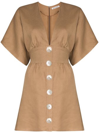 Reformation Flared Button Mini Dress - Farfetch