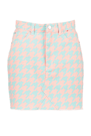 Dogtooth Mini Denim Skirt | Boohoo