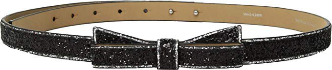 Amazon.com: Kate Spade New York Women's 19 mm. 3/4" Glitter Bow Belt Black/Silver SM: Clothing
