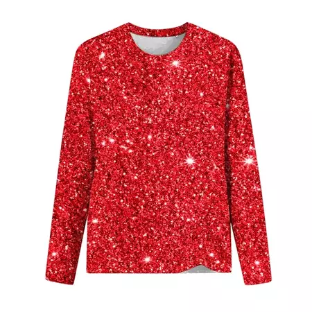 Sequin Sparkly Tops for Women  Crewneck Long Sleeve Shirts Glitter T Shirts for Casual Party Club 2024 Loose Fashion Woman Outfits - Walmart.com
