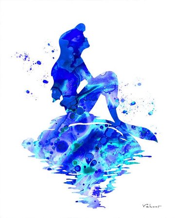 Little Mermaid blue watercolor logo