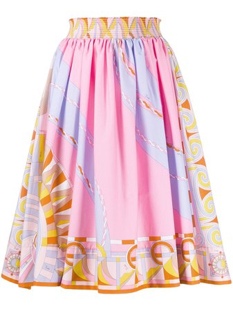 Shop pink Emilio Pucci geometric print pleated skirt with Express Delivery - Farfetch