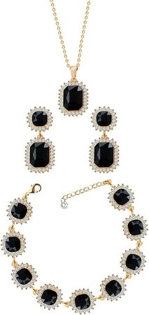Amazon.com: uqvn Black Earrings Bracelet Necklace Gift Jewelry Sets for Bridesmaid Sisters Friends on Birthday Wedding Party : Clothing, Shoes & Jewelry