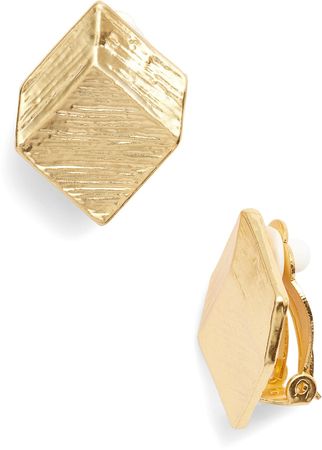 Brushed Square Clip-On Earrings
