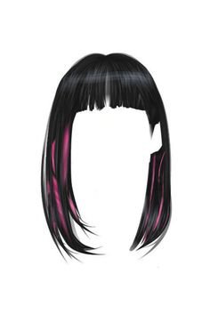 Short Black hair with Pink Highlights