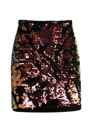 Velvet Sequin Mini Skirt | Boohoo
