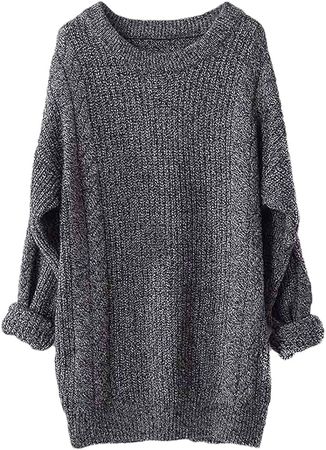 Wool Women Knitted Sweater Long Sleeve Pullover Autumn Female O-Neck Solid Jumper Loose Top Clothing Dark gray9 L at Amazon Women’s Clothing store