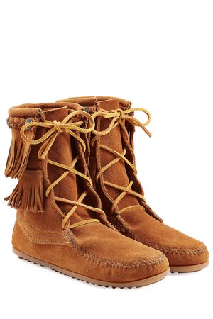 Double Fringe Tramper Suede Boots with Studs Gr. US 9