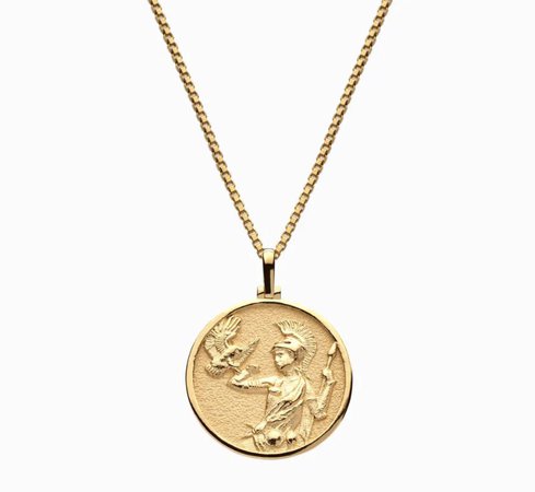 gold athena pendant necklace