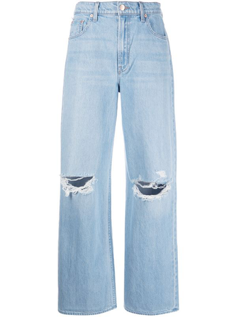 MOTHER wide-leg distressed jeans