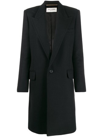 Saint Laurent Peaked Collar Single-Breasted Coat