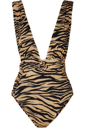 Nicholas | Belted zebra-print swimsuit | NET-A-PORTER.COM