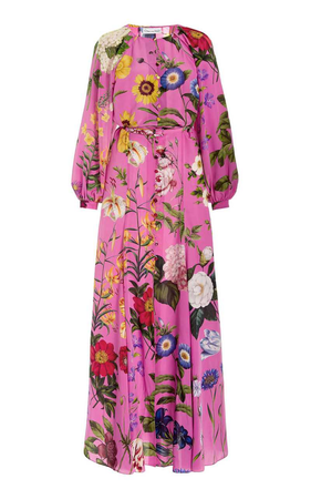 Oscar de la Renta Floral-Print Silk Maxi Dress