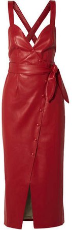 Nanushka - Nahar Knotted Faux Leather Midi Dress - Red