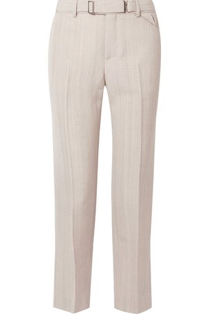 Bottega Veneta | Belted cropped woven straight-leg pants | NET-A-PORTER.COM