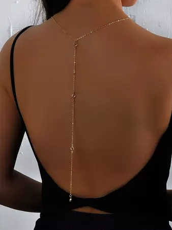 1pc Exquisite Fashionable Glass Rhinestone Chain Back Necklace For Women, Girls, Special Occasion, Holiday, Party, Daily Wear Accessory | SHEIN USA