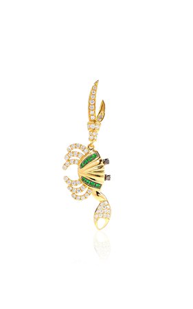 Crab 18k Yellow Gold Diamond, Tsavorite Single Earring By Yvonne Leon | Moda Operandi