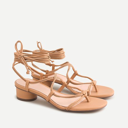 J.Crew: Lace-up Strappy Sandals In Black Leather For Women