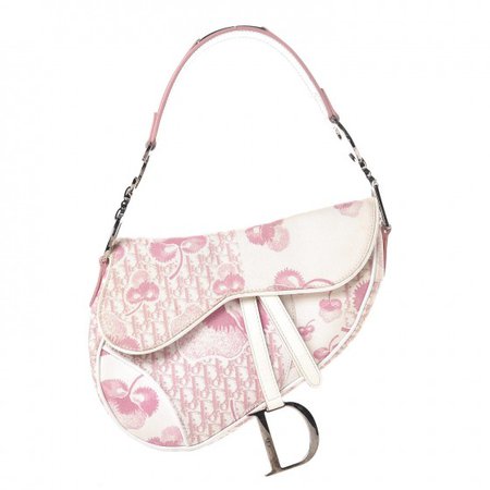 CHRISTIAN DIOR Monogram Floral Saddle Bag Pink 321486
