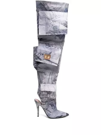 Natasha Zinko thigh-high Cargo Boots - Farfetch