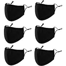 Amazon.com: 3-Ply Cloth Face Mask 6 Pack,Washable, Reusable and Breathable Face Covering with Adjustable Ear Protection Loops women/men (Black*6) : Health & Household