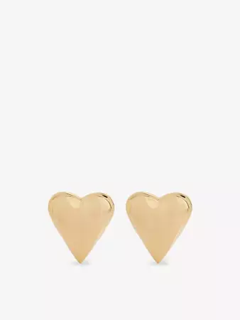 ALAIA - Heart logo-engraved brass earrings | Selfridges.com