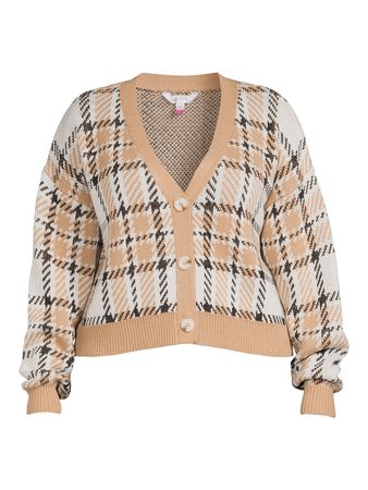 No Boundaries Juniors Plus Size Plaid Cardigan Sweater - Walmart.com